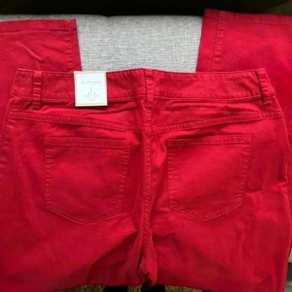 Chicos Red Brushed Twill Slim Ankle Pants - Picture 5 of 7